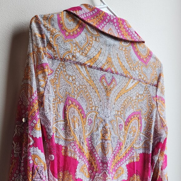 INC International Concepts Paisley Half Button Down Shirt Size Medium - Picture 9 of 14